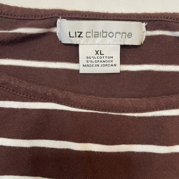 Liz Claiborne size XL brown and white striped ombre shirt - Picture 4 of 4